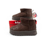 Lee Cooper women's winter snow boots, fashionable fur-lined ankle boots, dark brown Lee Cooper