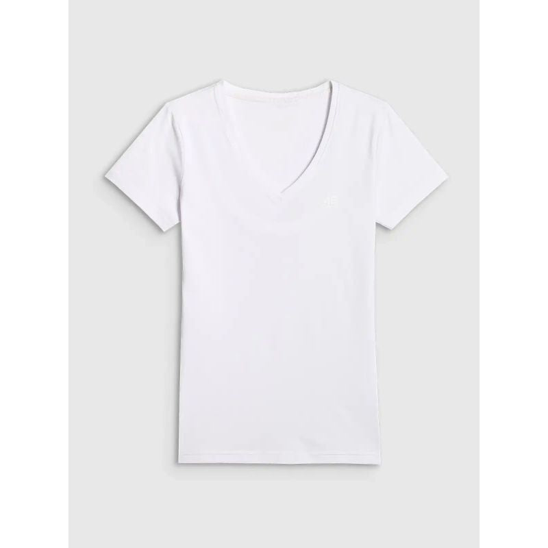 Women's basic V-neck T-shirt 4F 4FWMM00TTSHF3307-10S *Kategoria tymczasowa Your Sports Performance