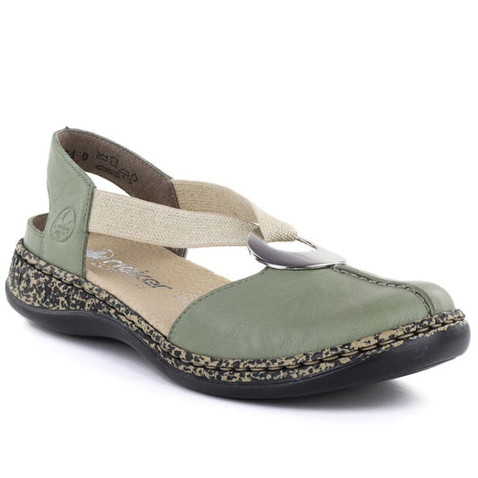 Rieker 46461-52 Green Leather Closed-Toe Sandals Rieker