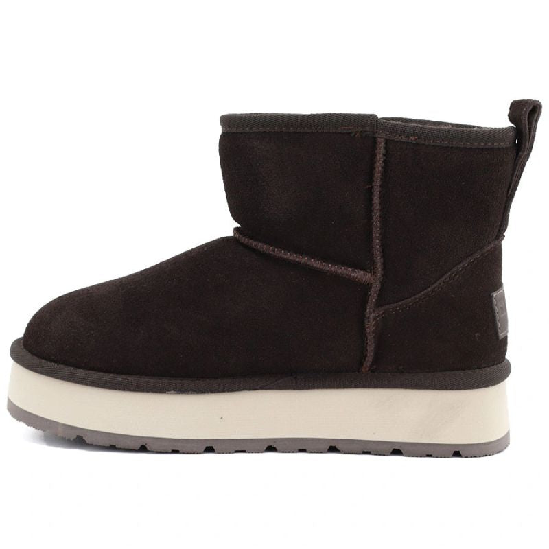 Women's leather ankle boots with platform, brown Big Star UU274693