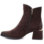Women's high-heeled suede ankle boots in chocolate Potocki SZ12875
