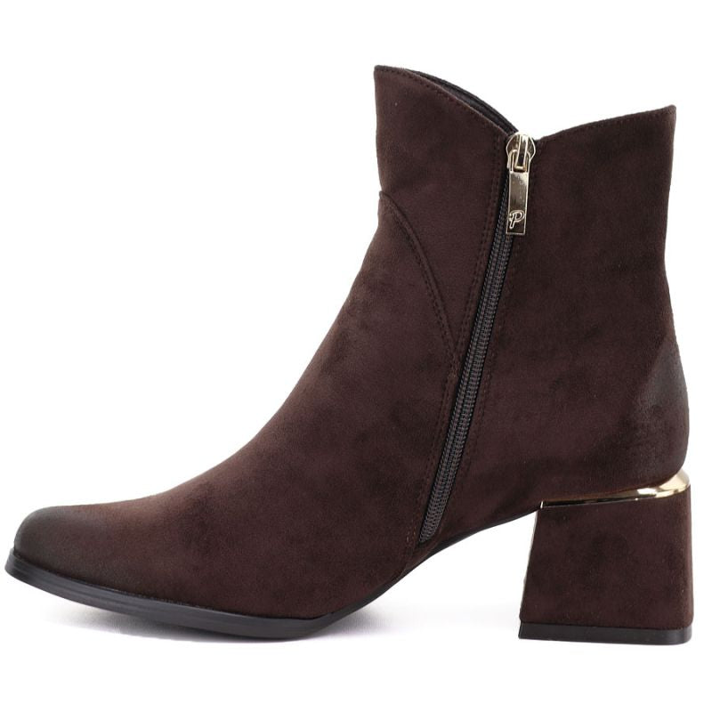 Women's high-heeled suede ankle boots in chocolate Potocki SZ12875