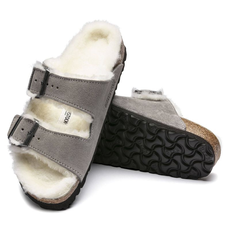 Women's/men's insulated flip-flops Birkenstock Arizona Shearling Stone Coin suede with lamb's wool narrow (1017403) Footwear/Lifestyle/Birkenstock/Klapki/chodaki Birkenstock