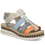 Rieker V7904-90 Women's Leather Wedge Sandals Rieker