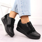 Sergio Leone PB236-S women's leather wedge sneakers, black Footwear Your Sports Performance