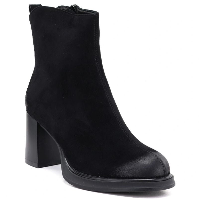 Black women’s heeled platform ankle boots Potocki SZ12844