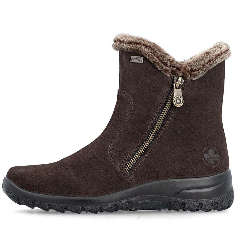 Rieker L7162-25 Waterproof Insulated Leather Women's Ankle Boots Dark Brown