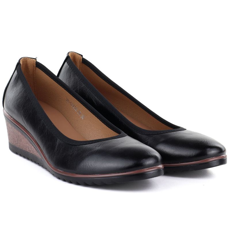 Women's black wedge shoes Vinceza 58628 Vinceza