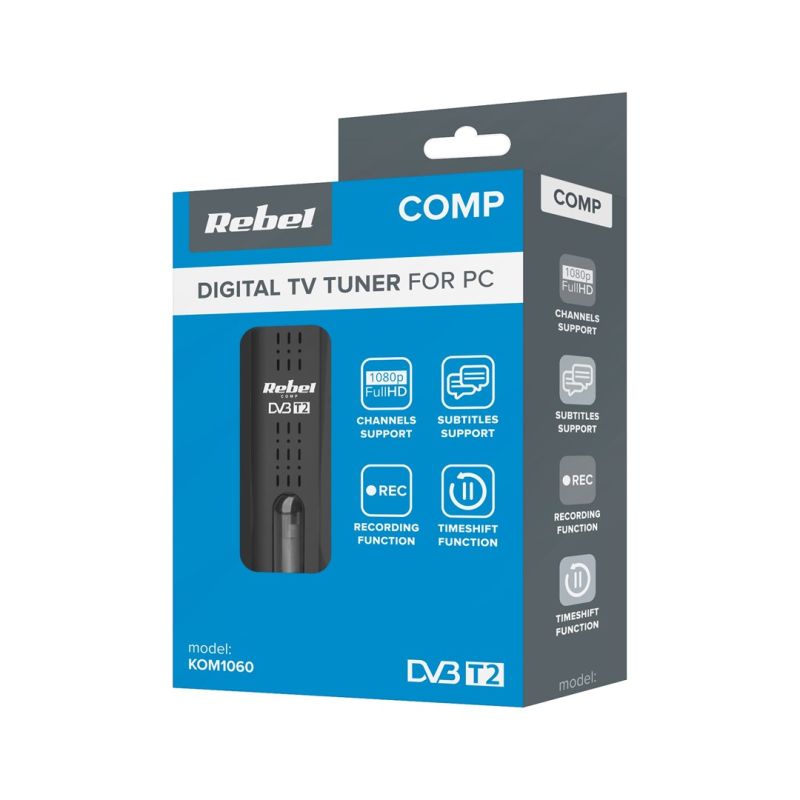 REBEL COMP USB DIGITAL TUNER DVB-T2 H.265 HEVC Telewizja naziemna/DVB-T Karty komputerowe Your Sports Performance