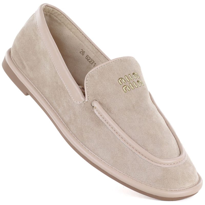 Women's suede lords shoes beige Vinceza 62271 Vinceza