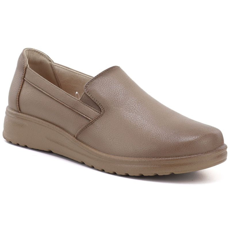 Women's leather slip-on wedge shoes, beige, Potocki JE19505