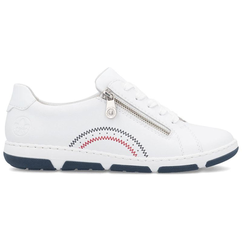 Women's leather ankle boots with zipper, white, Rieker 42424-80 To be categorized Your Sports Performance