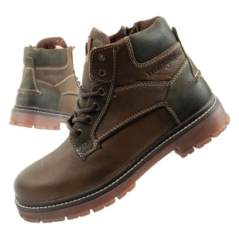 Wrangler Allan Mid men's boots Chelsea boots elegant leather green brown Wrangler