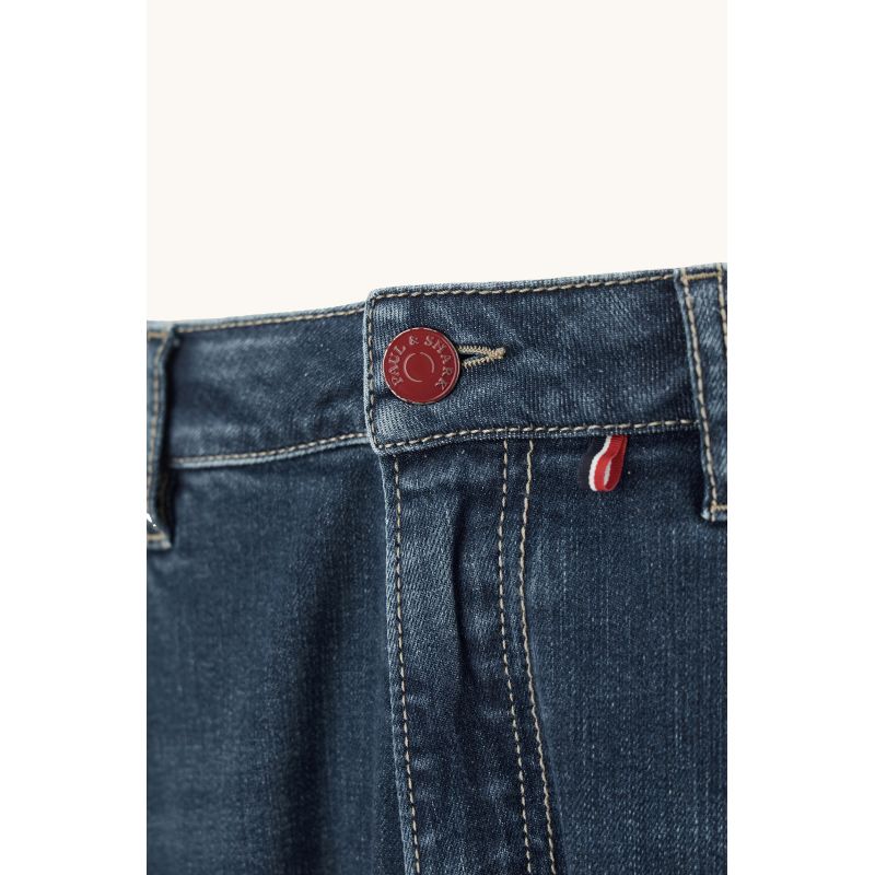 Paul&Shark Red Rivet five-pocket men's jeans in mid-navy denim (15314100-J02)