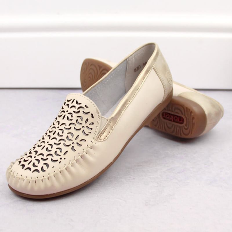Rieker W RKR658 comfortable leather openwork shoes, beige Fashion/Footwear Your Sports Performance