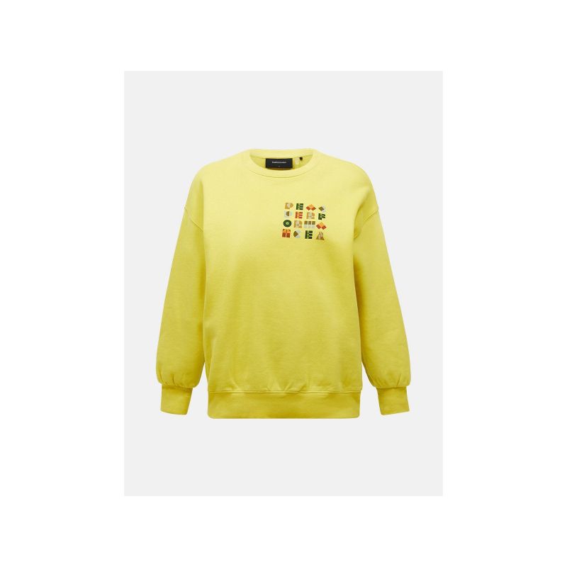 Women's PEAK PERFORMANCE W Terry Graphic Crew Sweatshirt Yellow