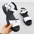 Women's leather sandals with a thick sole and a butterfly, white Filippo DS6811 Footwear Your Sports Performance