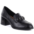 Women's leather lords shoes with heels, black, Vinceza 18116 Vinceza