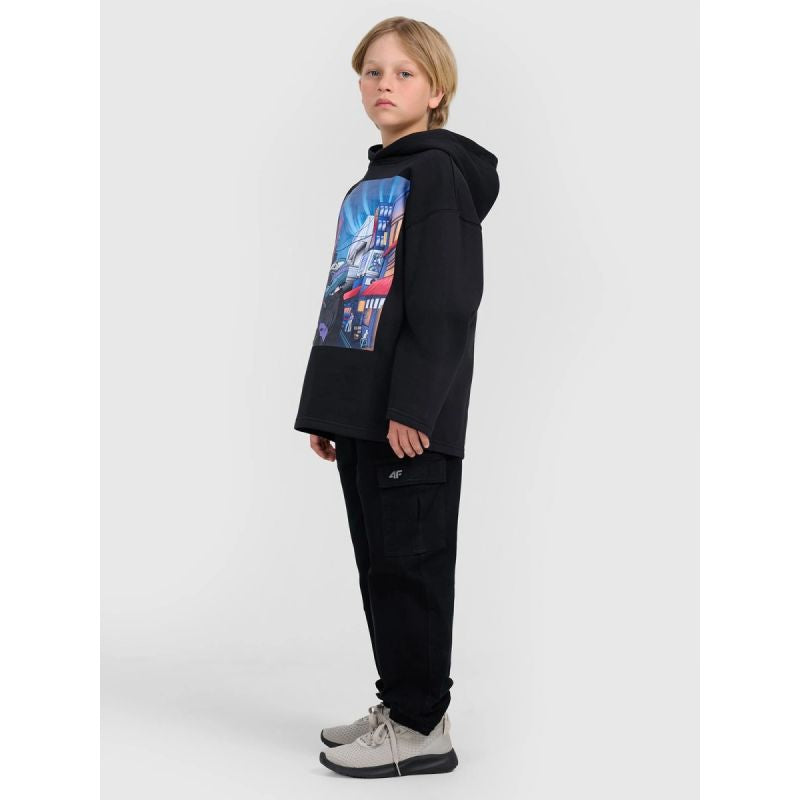Boy's sweatshirt with hood, open, 4F 4FJRAW25TSWSM2345-20S *Kategoria tymczasowa Your Sports Performance