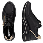 Women's leather wedge sneakers black Remonte Rieker D0T03-03