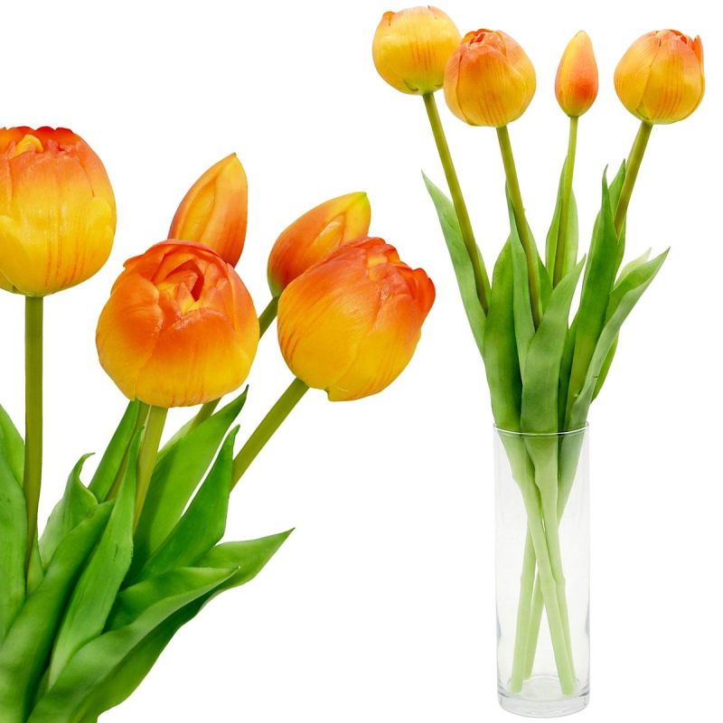 BOUQUET OF 5 ORANGE PEONY TULIPS 39 CM LIFE-LIKE SPRING DECORATION Home and Garden/Equipment Your Sports Performance
