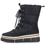 Water-resistant women’s snow boots with thick sole, black, Rieker Y6380-00