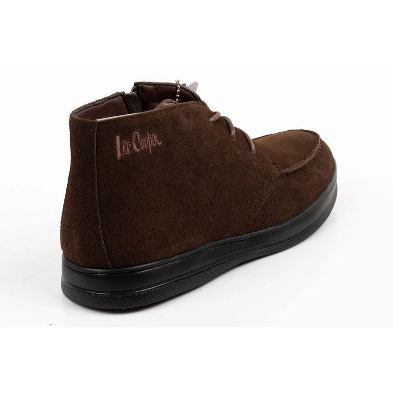 Lee Cooper men's elegant brown leather ankle boots with zipper