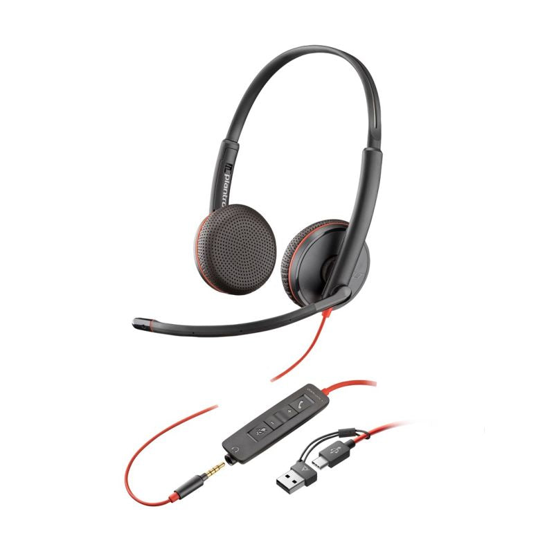 POLY Blackwire 3225 USB-C Stereo Headset + 3.5mm Plug + USB-C/A Adapter (Multi-Pack) Akcesoria GSM/Słuchawki przewodowe Your Sports Performance