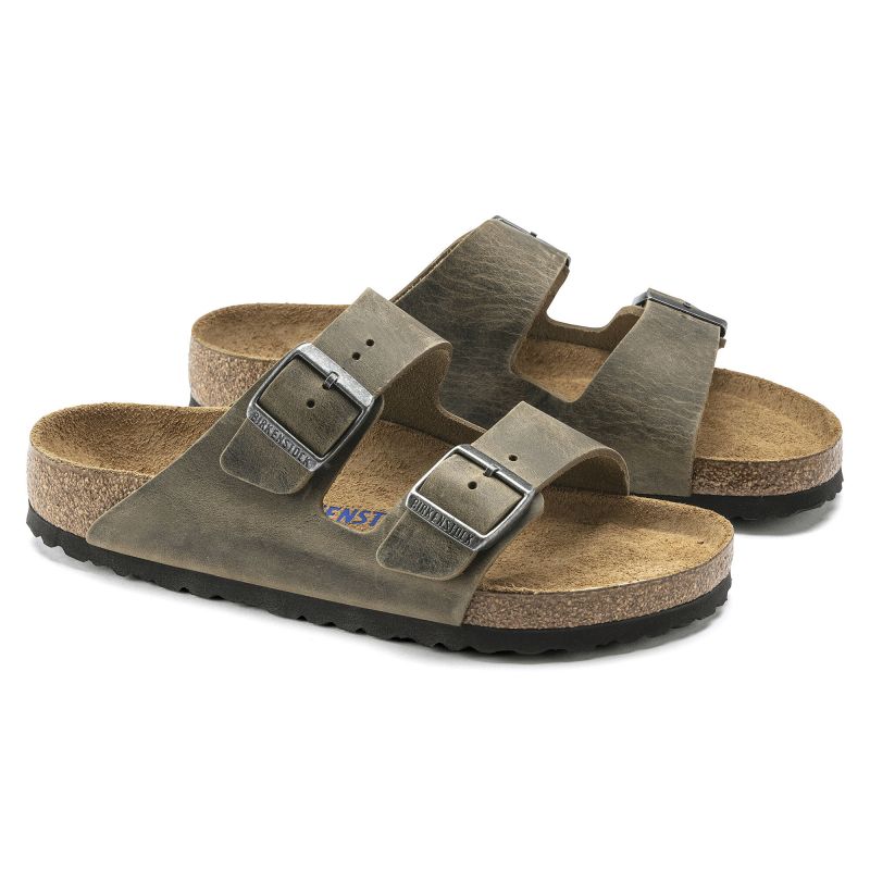 Birkenstock Arizona Soft Footbed Oiled Leather Narrow Faded Khaki Women's/Men's Flip-Flops for narrow feet oiled leather (1019377) Footwear/Lifestyle/Birkenstock/Klapki/chodaki Birkenstock