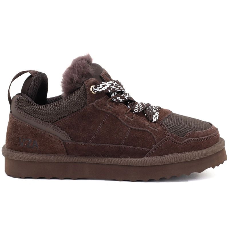 Women’s leather ankle boots, warm-lined shoes in chocolate brown Vinceza 102670