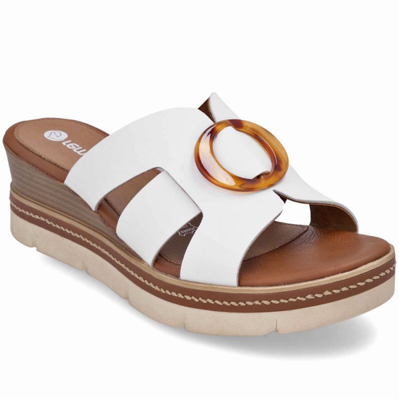 Women's leather wedge sandals white Remonte D2L52-80 Footwear Your Sports Performance