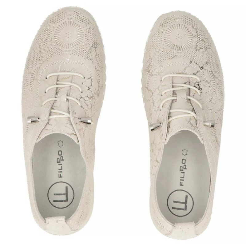 Beige leather shoes with elastic bands Filippo DP7810 Filippo