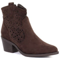 Women's suede ankle boots with openwork heel, brown, S.Barski HY61-8012 To be categorized Your Sports Performance