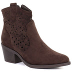 Women's suede ankle boots with openwork heel, brown, S.Barski HY61-8012 To be categorized Your Sports Performance