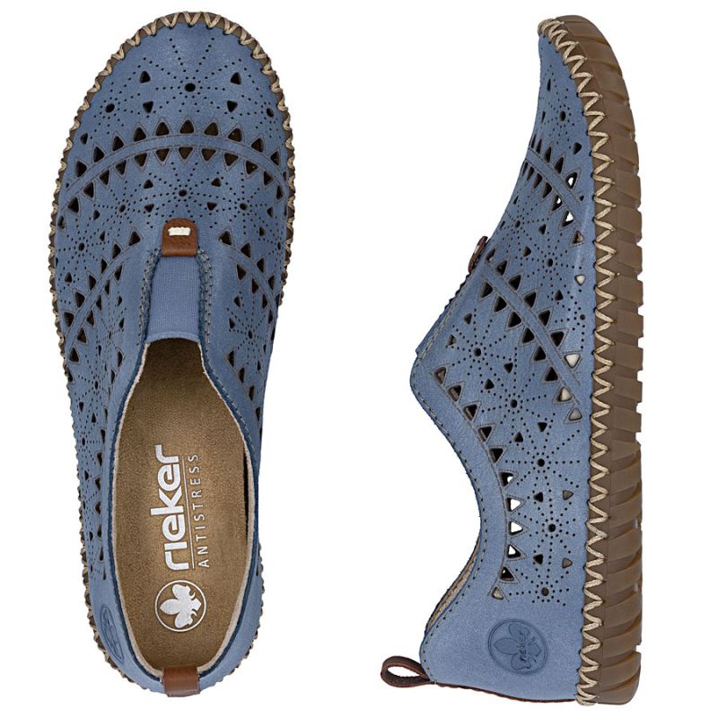 Women's leather openwork blue shoes Rieker M2852-12 To be categorized Your Sports Performance