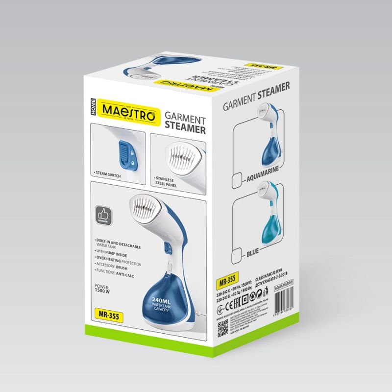 1500W Maestro MR-355-AQUAMARINE Garment Steamer AGD - Produkty/Parownice Your Sports Performance