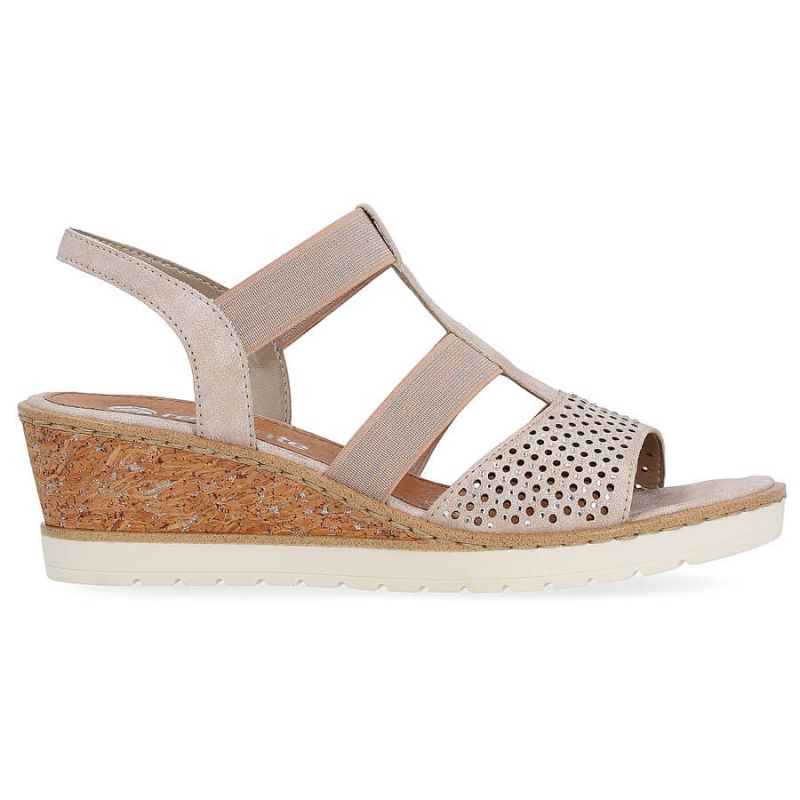 Comfortable wedge sandals Remonte W RKR667, pink gold Footwear/Lifestyle/Rieker Your Sports Performance