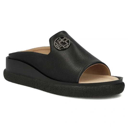 Women's leather wedge sandals, black, Filippo DK7758 Filippo