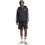 Men's adidas Essentials 3-Stripes Fleece Full-Zip Hoodie Black KY6559