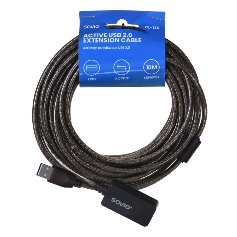 SAVIO ACTIVE USB PORT EXTENSION 10M USB AM – USB AF CL-130 Kable i adaptery/Kable USB Your Sports Performance