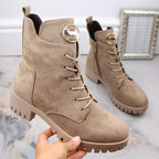 Insulated suede ankle boots with high heel and platform M.Daszyński W SAN22, beige Footwear/Lifestyle/M.Daszyński Your Sports Performance