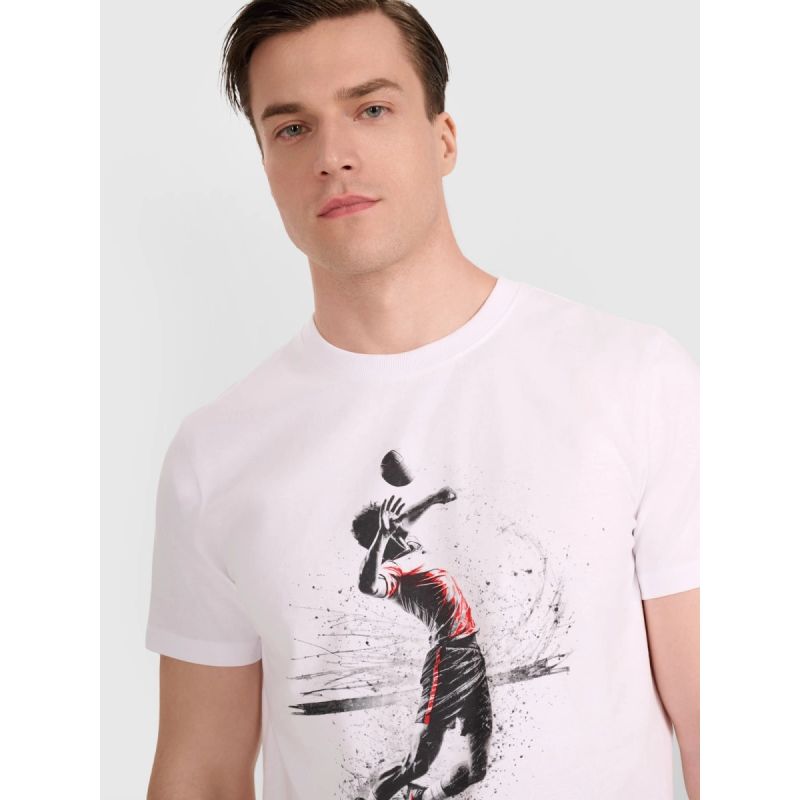 Men's regular t-shirt with volleyball print 4F 4FRAW25TTSHM3318-10S *Kategoria tymczasowa Your Sports Performance