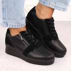 Sergio Leone PB236-S women's leather wedge sneakers, black Footwear Your Sports Performance