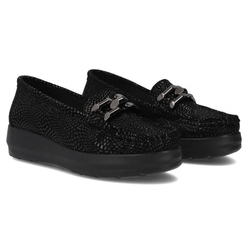 Women's leather platform loafers, black, Filippo DP7652 Filippo