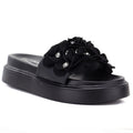 Women's floral platform flip-flops black D&A by S.Barski MR61-9015 D&A