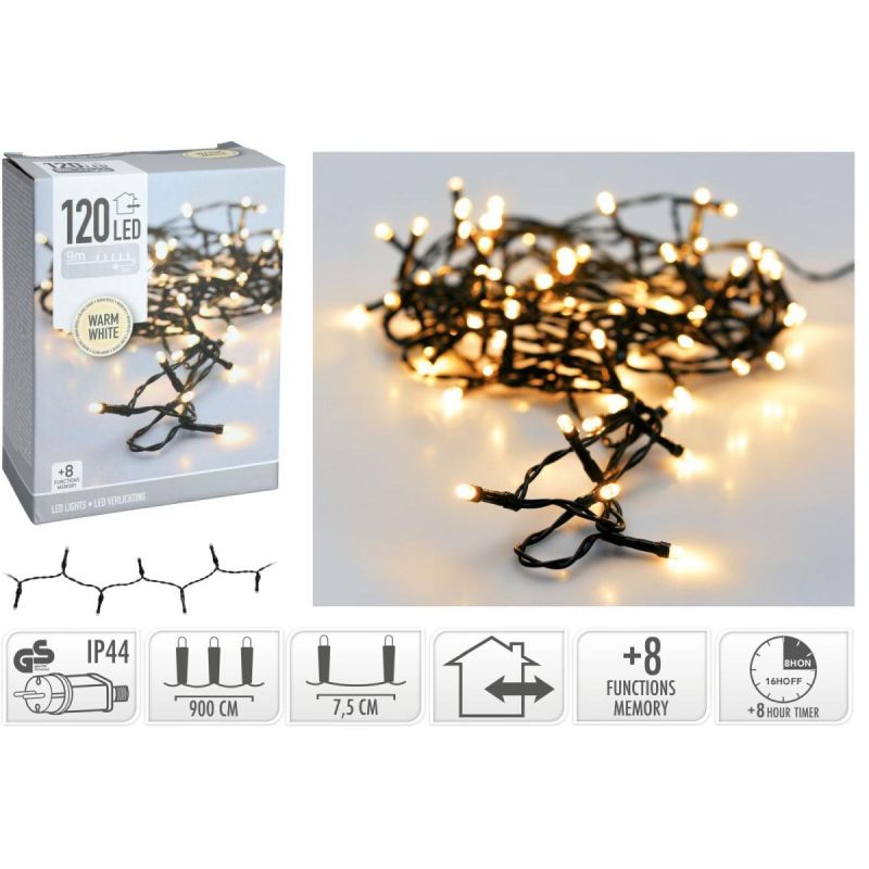 CHRISTMAS TREE LIGHTS LIGHT CHAIN 120 LED TIMER WARM WHITE Home and Garden/Equipment Your Sports Performance