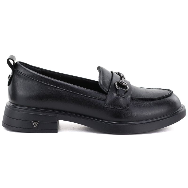 Women's leather loafers, black, Vinceza 133115
