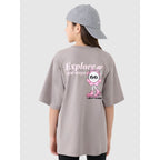 Girls' oversize T-shirt with print 4F 4FJRSS25TTSHF2586-83S *Kategoria tymczasowa Your Sports Performance