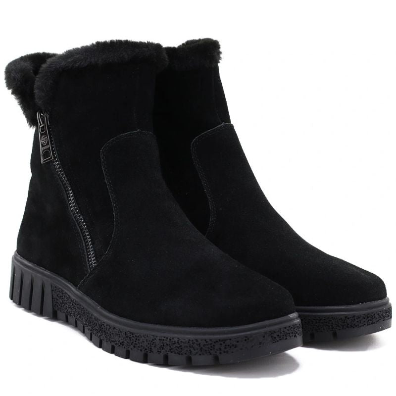 Women’s Black Lined Leather Ankle Boots Vinceza 133126