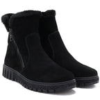 Women’s Black Lined Leather Ankle Boots Vinceza 133126